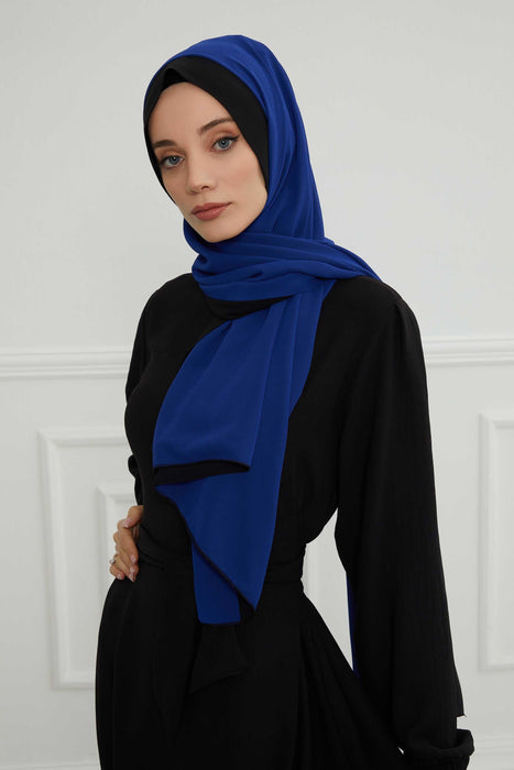 Two Colors Double Side Put on Reversible Hijab Scarves for Women Muslim Regular Chiffon Shawl Turban Head Wraps Turban for Women,CTS-10