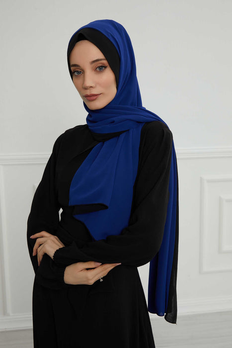 Two Colors Double Side Put on Reversible Hijab Scarves for Women Muslim Regular Chiffon Shawl Turban Head Wraps Turban for Women,CTS-10