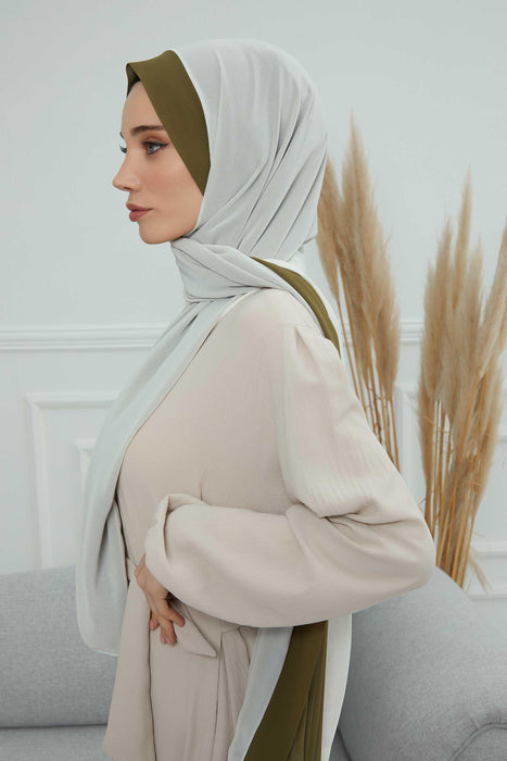 Two Colors Double Side Put on Reversible Hijab Scarves for Women Muslim Regular Chiffon Shawl Turban Head Wraps Turban for Women,CTS-10