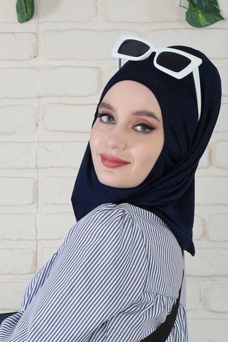 Easy to Wear Instant Turban Scarf for Women, Plain Color Turban Hijab Headwrap for Daily Use, Comfortable Modest Fashion Hijab Design,B-33