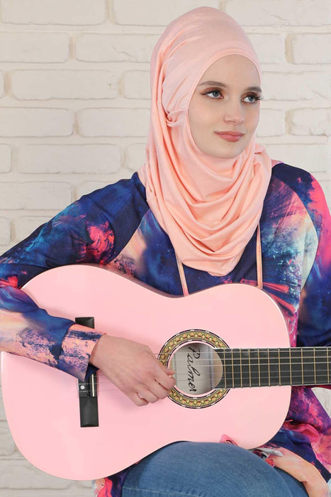 Easy to Wear Instant Turban Scarf for Women, Plain Color Turban Hijab Headwrap for Daily Use, Comfortable Modest Fashion Hijab Design,B-33 Powder