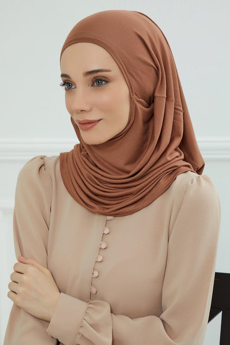 Easy to Wear Instant Turban Scarf for Women, Plain Color Turban Hijab Headwrap for Daily Use, Comfortable Modest Fashion Hijab Design,B-33