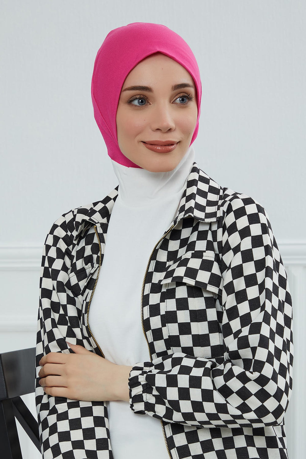 Easy Wear Instant Turban Bonnet for Women, Practical Inner Turban Cap, Quick Wear Instant Hijab Bonnet, Ready Hijab Head Wrap Under Cap,TB-5 Fuchsia