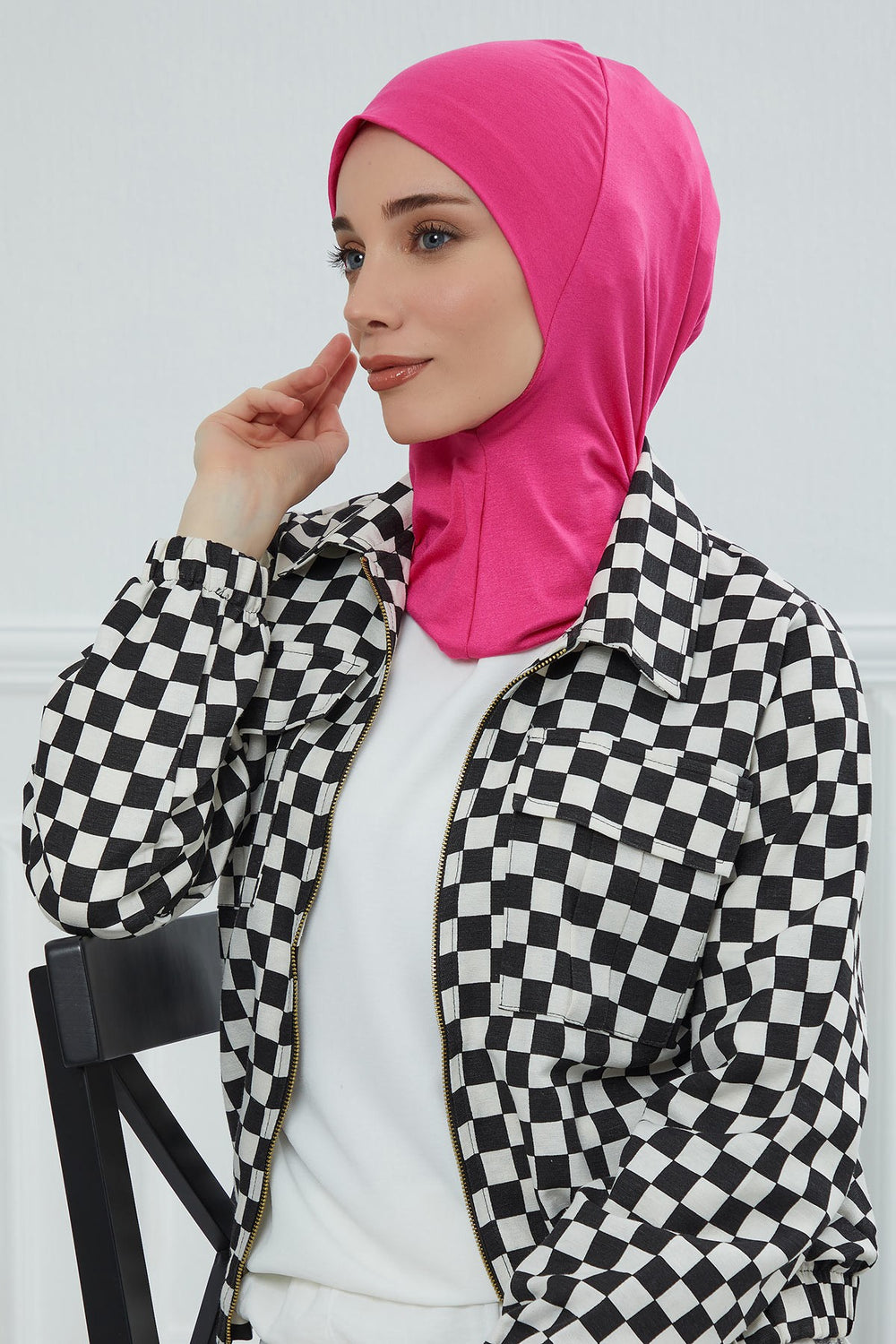 Easy Wear Instant Turban Bonnet for Women, Practical Inner Turban Cap, Quick Wear Instant Hijab Bonnet, Ready Hijab Head Wrap Under Cap,TB-5 Fuchsia
