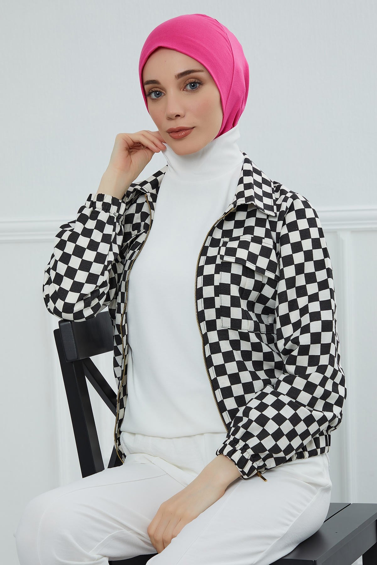 Easy Wear Instant Turban Bonnet for Women, Practical Inner Turban Cap, Quick Wear Instant Hijab Bonnet, Ready Hijab Head Wrap Under Cap,TB-5 Fuchsia