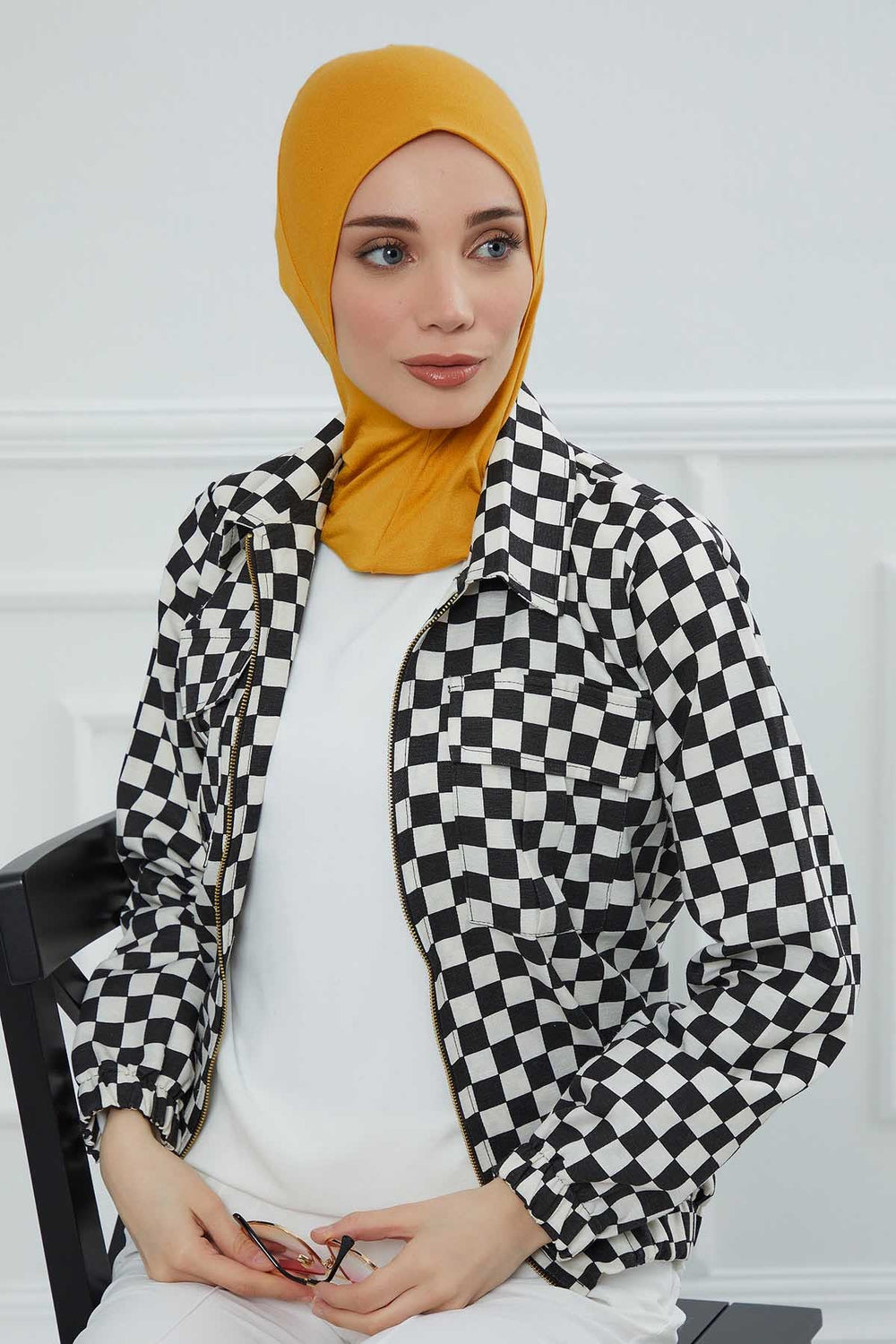Easy Wear Instant Turban Bonnet for Women, Practical Inner Turban Cap, Quick Wear Instant Hijab Bonnet, Ready Hijab Head Wrap Under Cap,TB-5 Mustard Yellow
