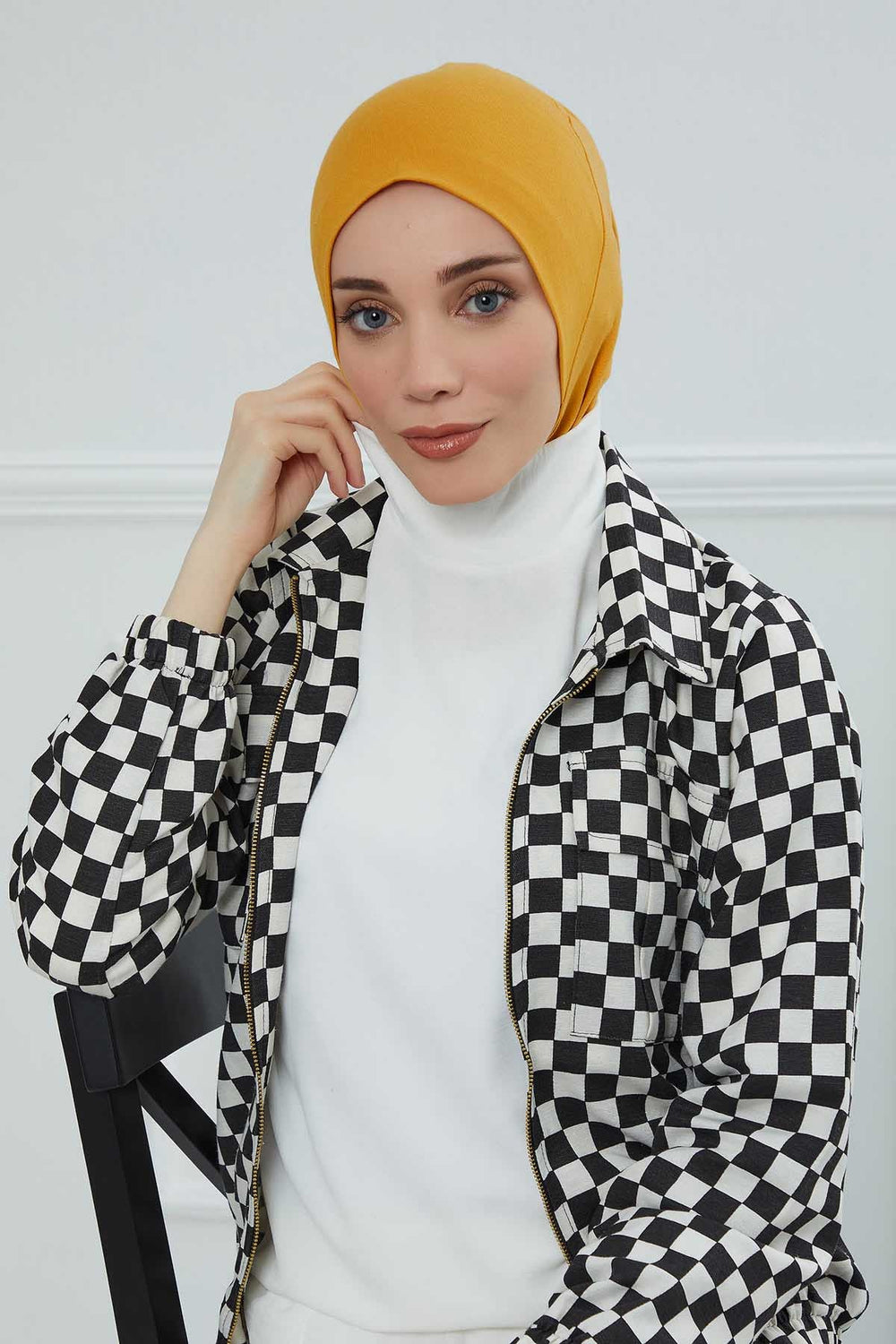 Easy Wear Instant Turban Bonnet for Women, Practical Inner Turban Cap, Quick Wear Instant Hijab Bonnet, Ready Hijab Head Wrap Under Cap,TB-5 Mustard Yellow