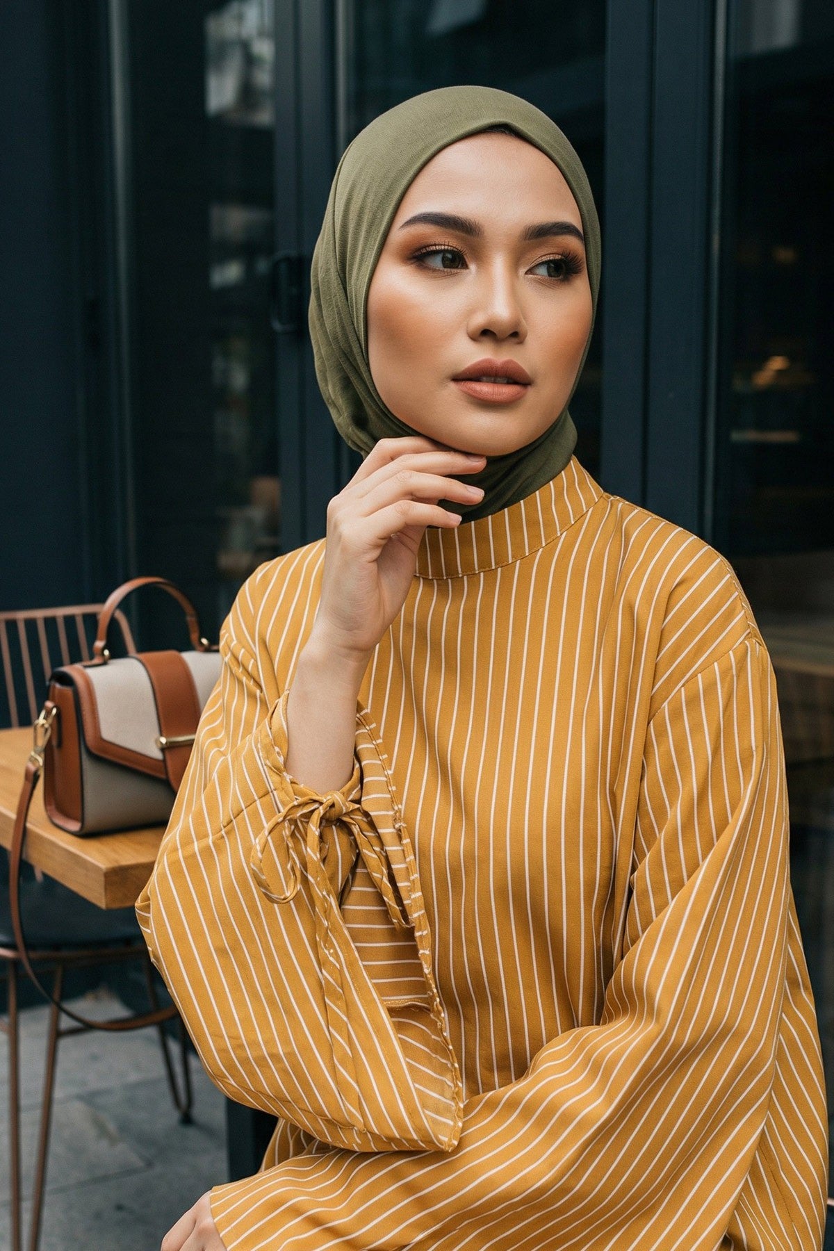 Easy Wear Instant Turban Bonnet for Women, Practical Inner Turban Cap, Quick Wear Instant Hijab Bonnet, Ready Hijab Head Wrap Under Cap,TB-5 Army Green