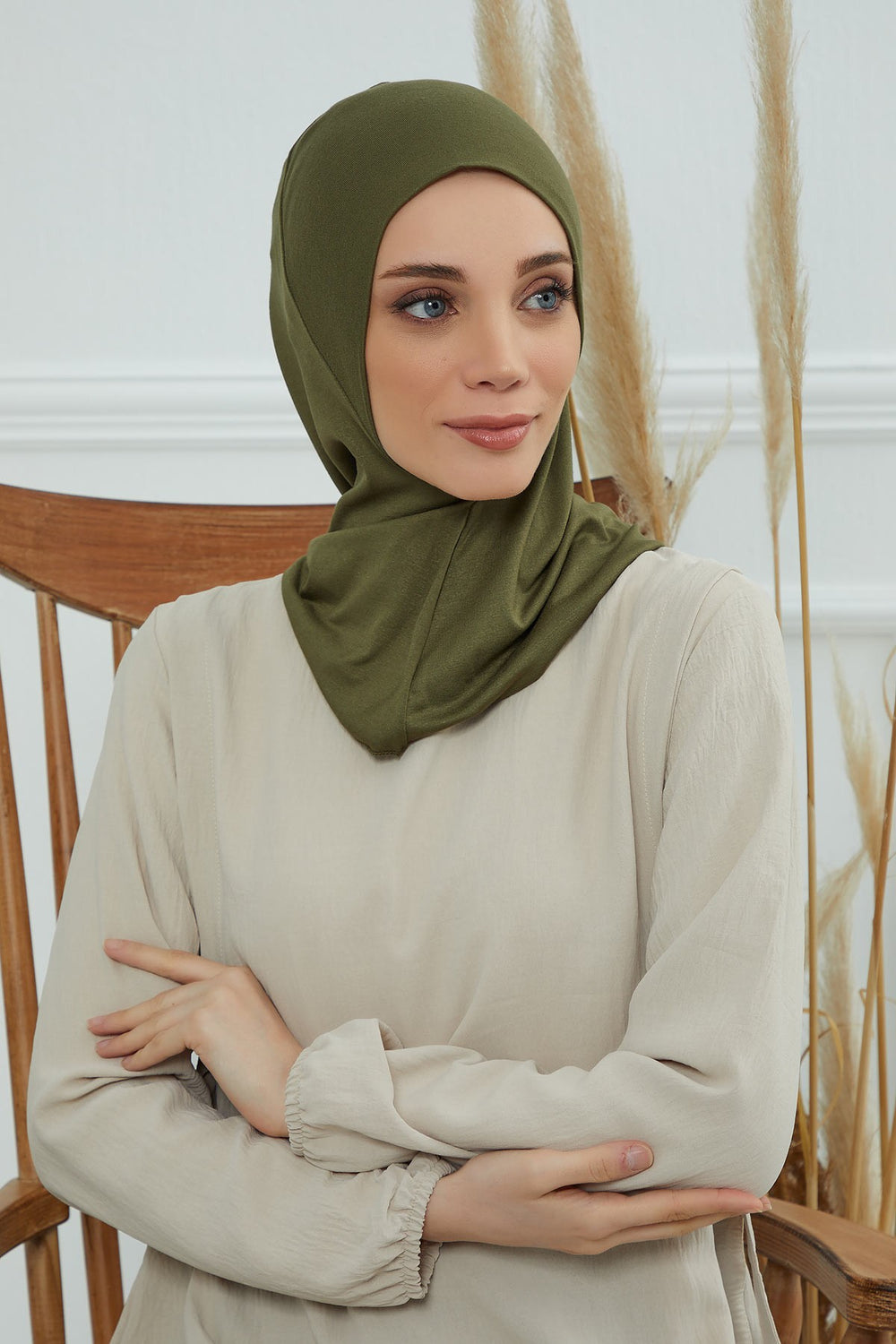 Easy Wear Instant Turban Bonnet for Women, Practical Inner Turban Cap, Quick Wear Instant Hijab Bonnet, Ready Hijab Head Wrap Under Cap,TB-5 Army Green