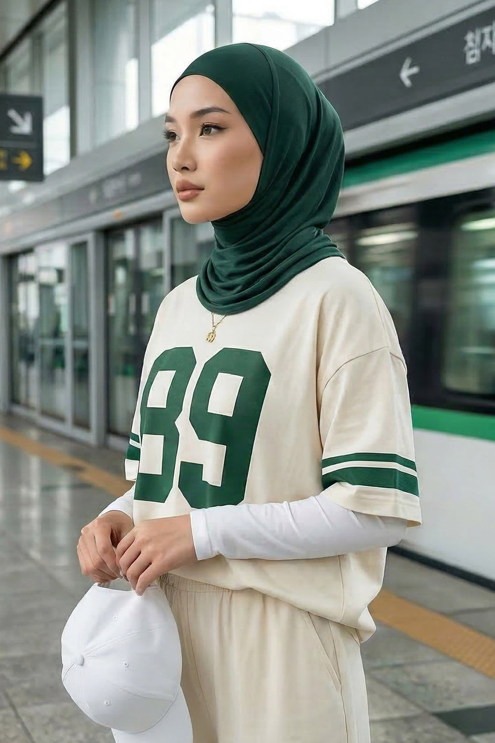 Easy Wear Instant Turban Bonnet for Women, Practical Inner Turban Cap, Quick Wear Instant Hijab Bonnet, Ready Hijab Head Wrap Under Cap,TB-5 Green