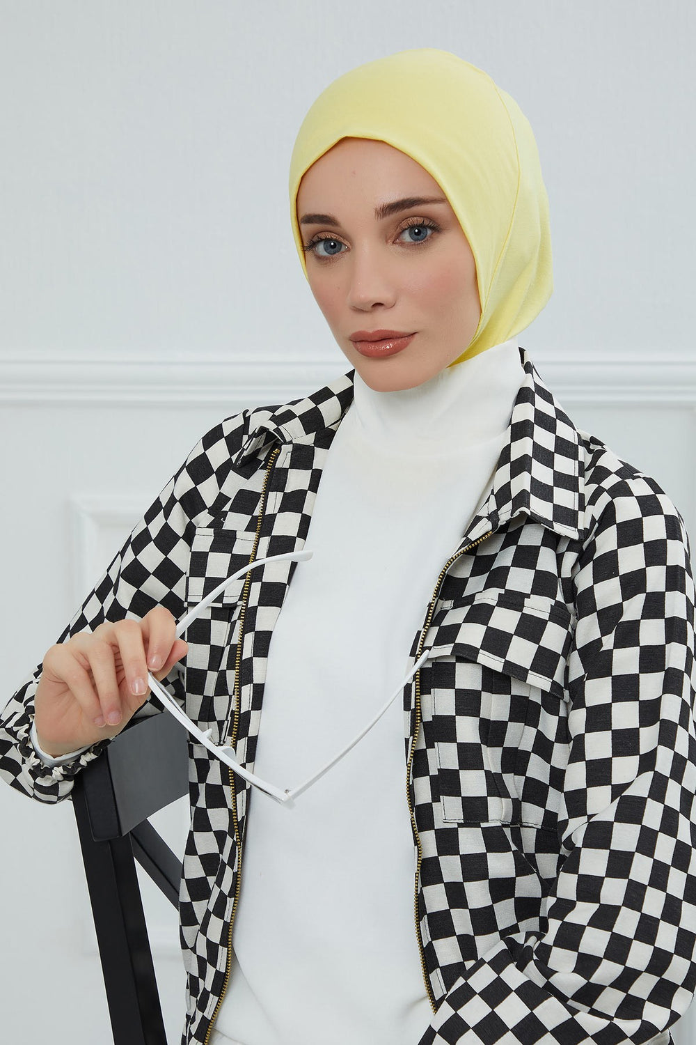 Easy Wear Instant Turban Bonnet for Women, Practical Inner Turban Cap, Quick Wear Instant Hijab Bonnet, Ready Hijab Head Wrap Under Cap,TB-5 Yellow