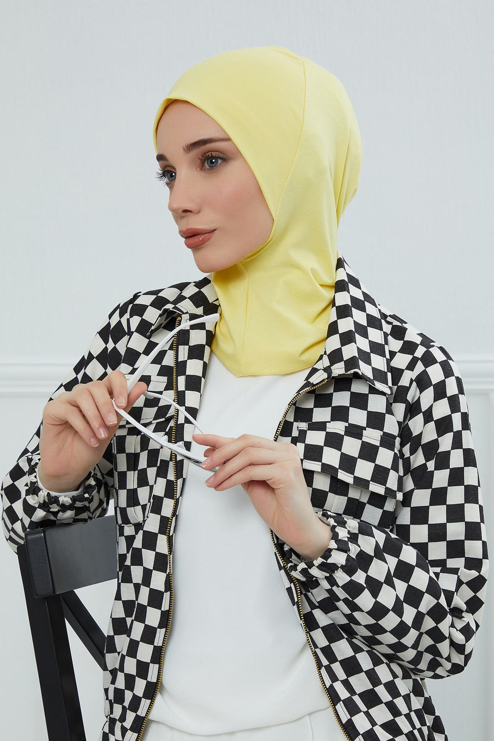 Easy Wear Instant Turban Bonnet for Women, Practical Inner Turban Cap, Quick Wear Instant Hijab Bonnet, Ready Hijab Head Wrap Under Cap,TB-5 Yellow