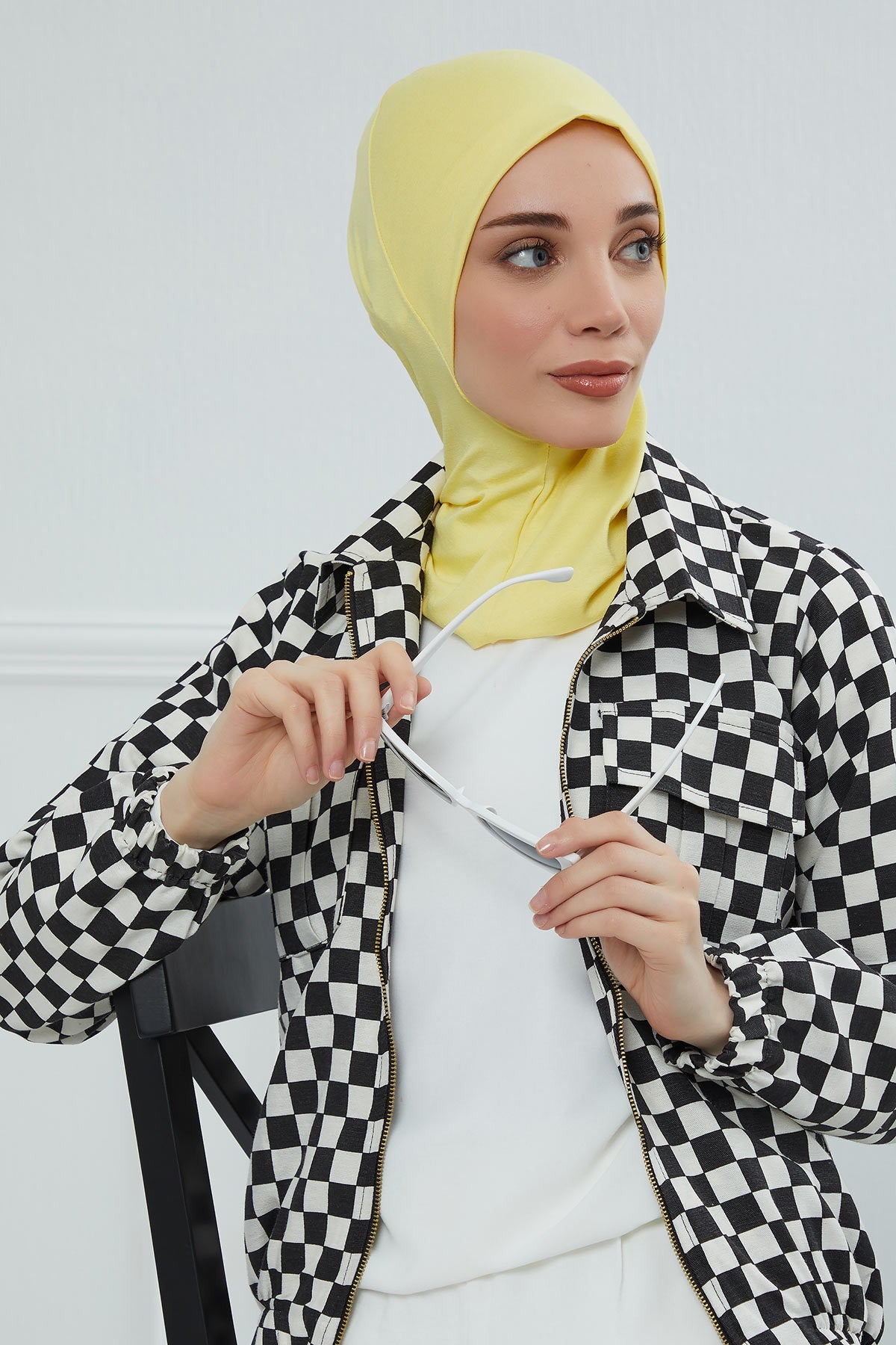 Easy Wear Instant Turban Bonnet for Women, Practical Inner Turban Cap, Quick Wear Instant Hijab Bonnet, Ready Hijab Head Wrap Under Cap,TB-5 Yellow
