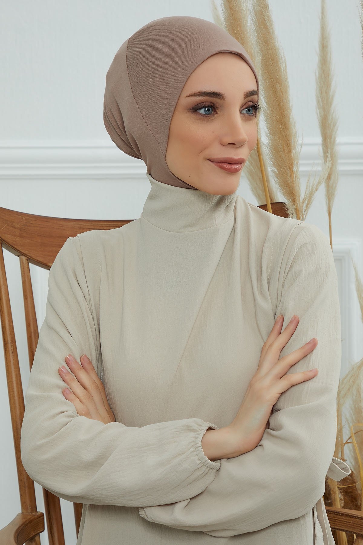 Easy Wear Instant Turban Bonnet for Women, Practical Inner Turban Cap, Quick Wear Instant Hijab Bonnet, Ready Hijab Head Wrap Under Cap,TB-5 Mink