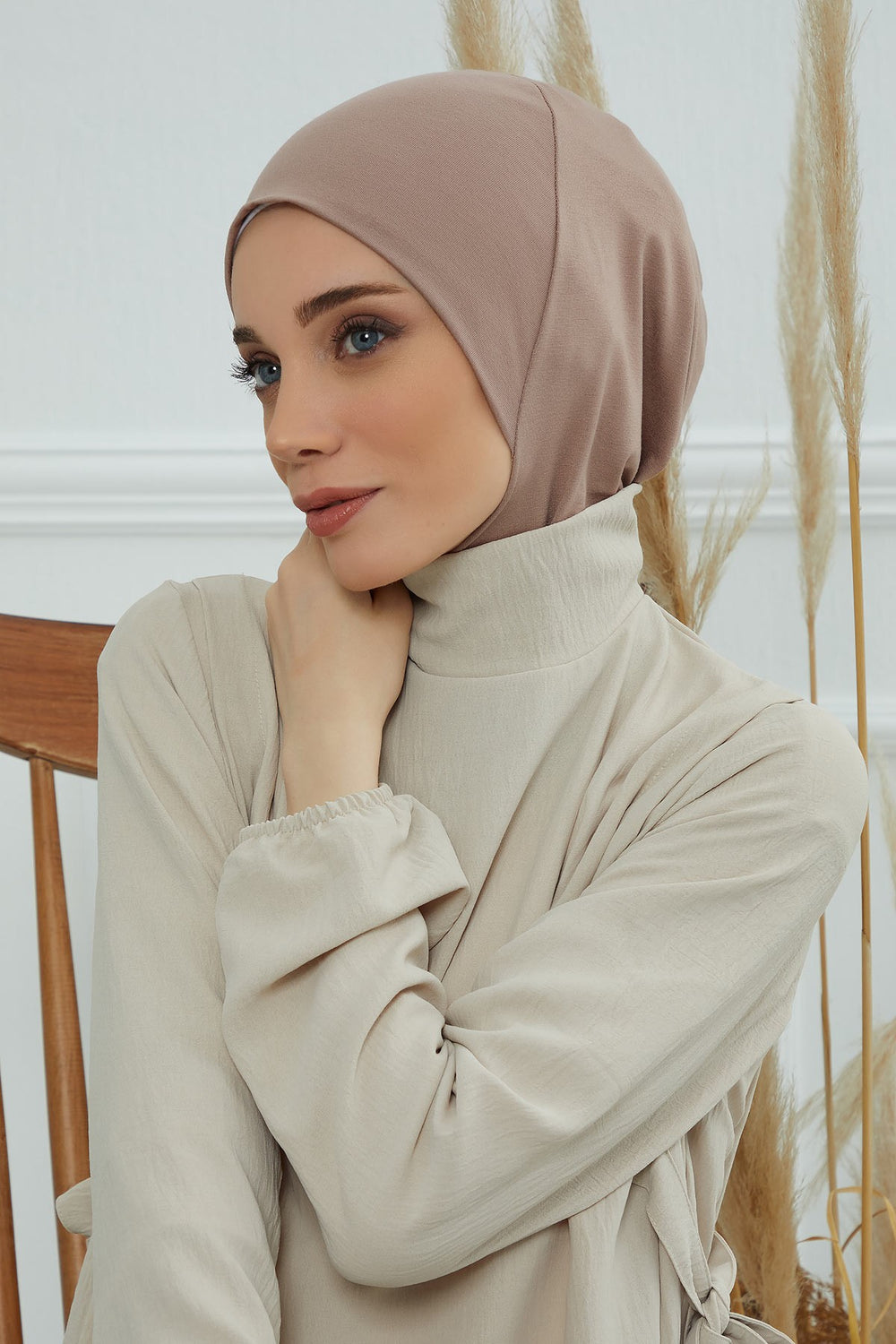 Easy Wear Instant Turban Bonnet for Women, Practical Inner Turban Cap, Quick Wear Instant Hijab Bonnet, Ready Hijab Head Wrap Under Cap,TB-5 Mink