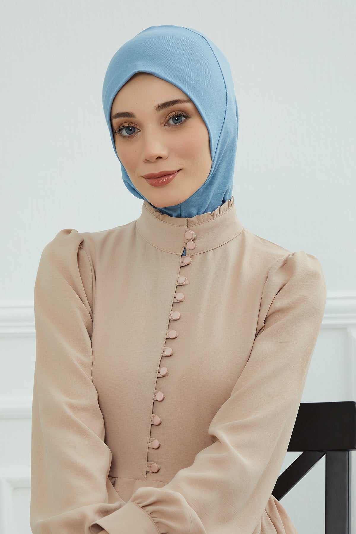 Easy Wear Instant Turban Bonnet for Women, Practical Inner Turban Cap, Quick Wear Instant Hijab Bonnet, Ready Hijab Head Wrap Under Cap,TB-5 Blue