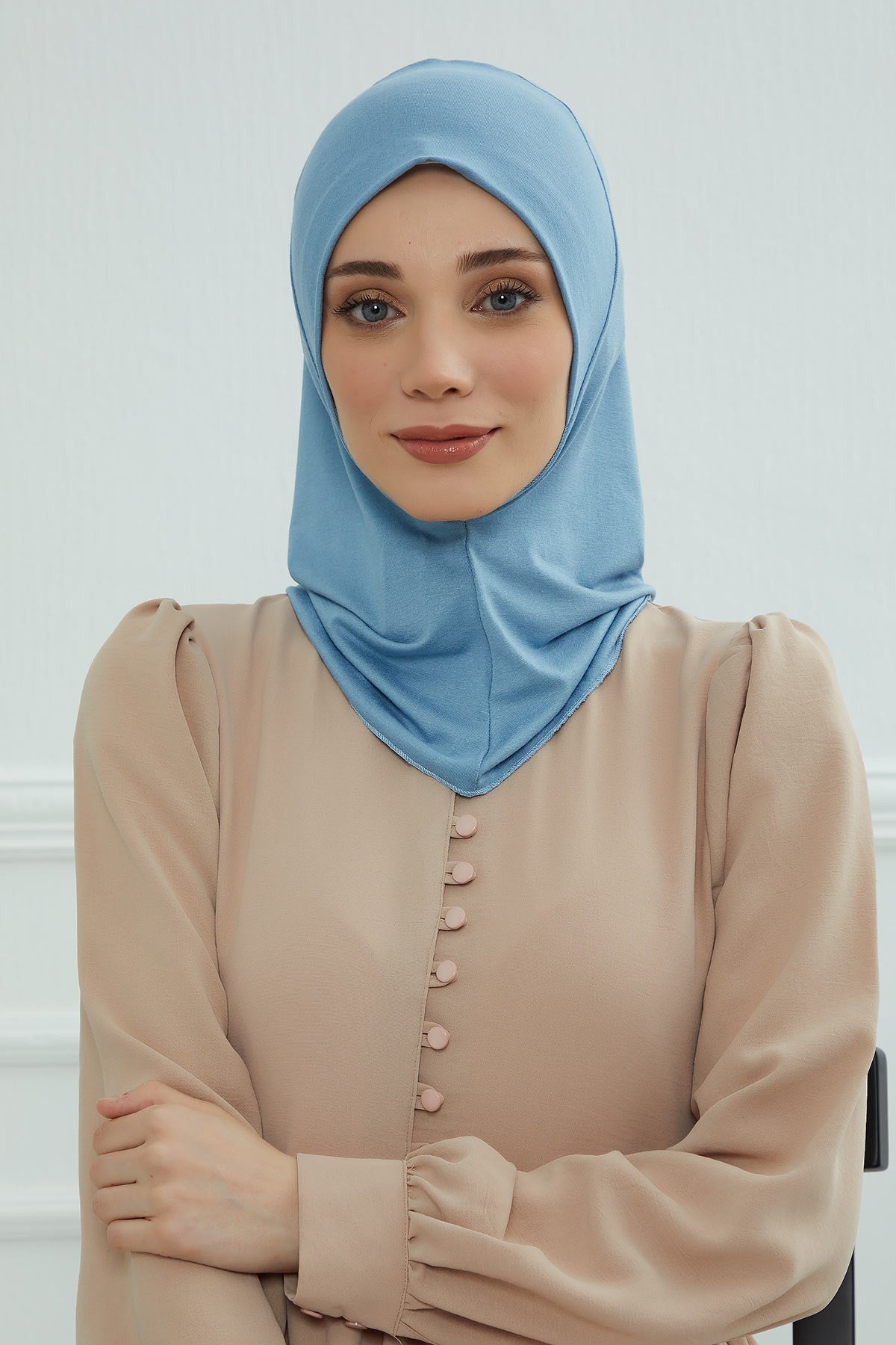 Easy Wear Instant Turban Bonnet for Women, Practical Inner Turban Cap, Quick Wear Instant Hijab Bonnet, Ready Hijab Head Wrap Under Cap,TB-5 Blue