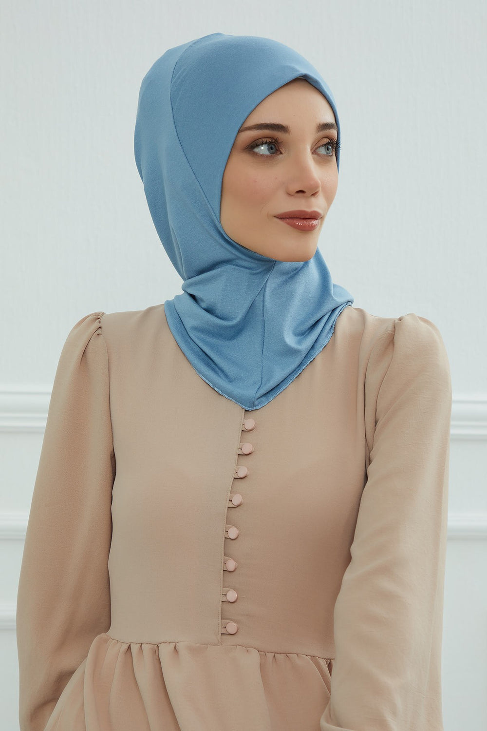 Easy Wear Instant Turban Bonnet for Women, Practical Inner Turban Cap, Quick Wear Instant Hijab Bonnet, Ready Hijab Head Wrap Under Cap,TB-5 Blue