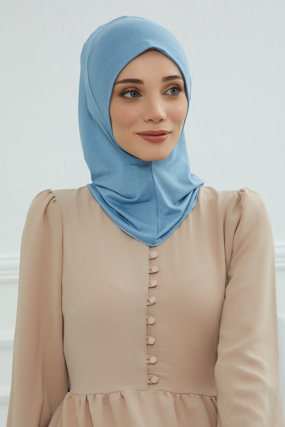 Easy Wear Instant Turban Bonnet for Women, Practical Inner Turban Cap, Quick Wear Instant Hijab Bonnet, Ready Hijab Head Wrap Under Cap,TB-5 Blue