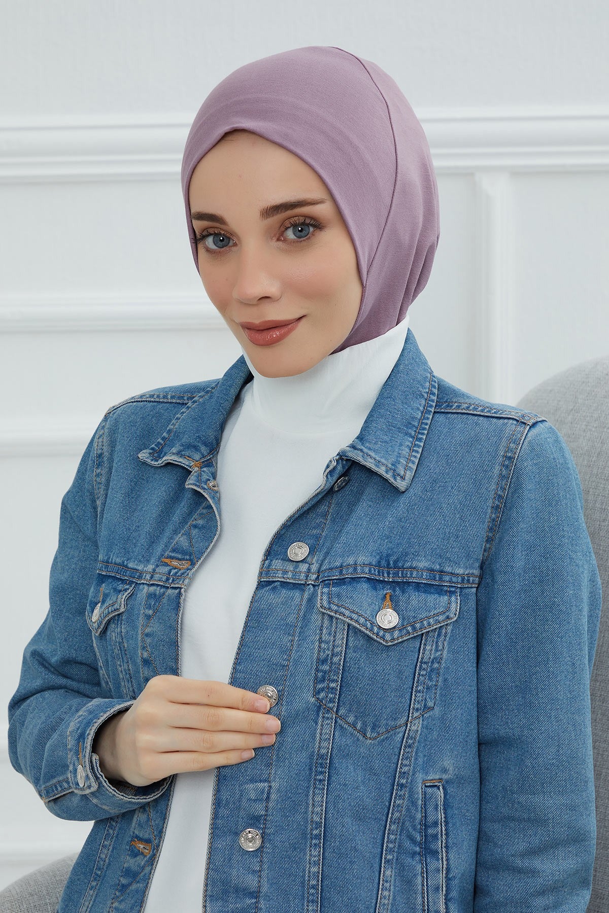 Easy Wear Instant Turban Bonnet for Women, Practical Inner Turban Cap, Quick Wear Instant Hijab Bonnet, Ready Hijab Head Wrap Under Cap,TB-5 Lilac