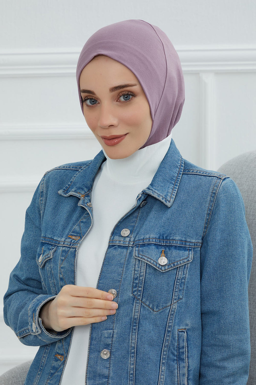 Easy Wear Instant Turban Bonnet for Women, Practical Inner Turban Cap, Quick Wear Instant Hijab Bonnet, Ready Hijab Head Wrap Under Cap,TB-5 Lilac