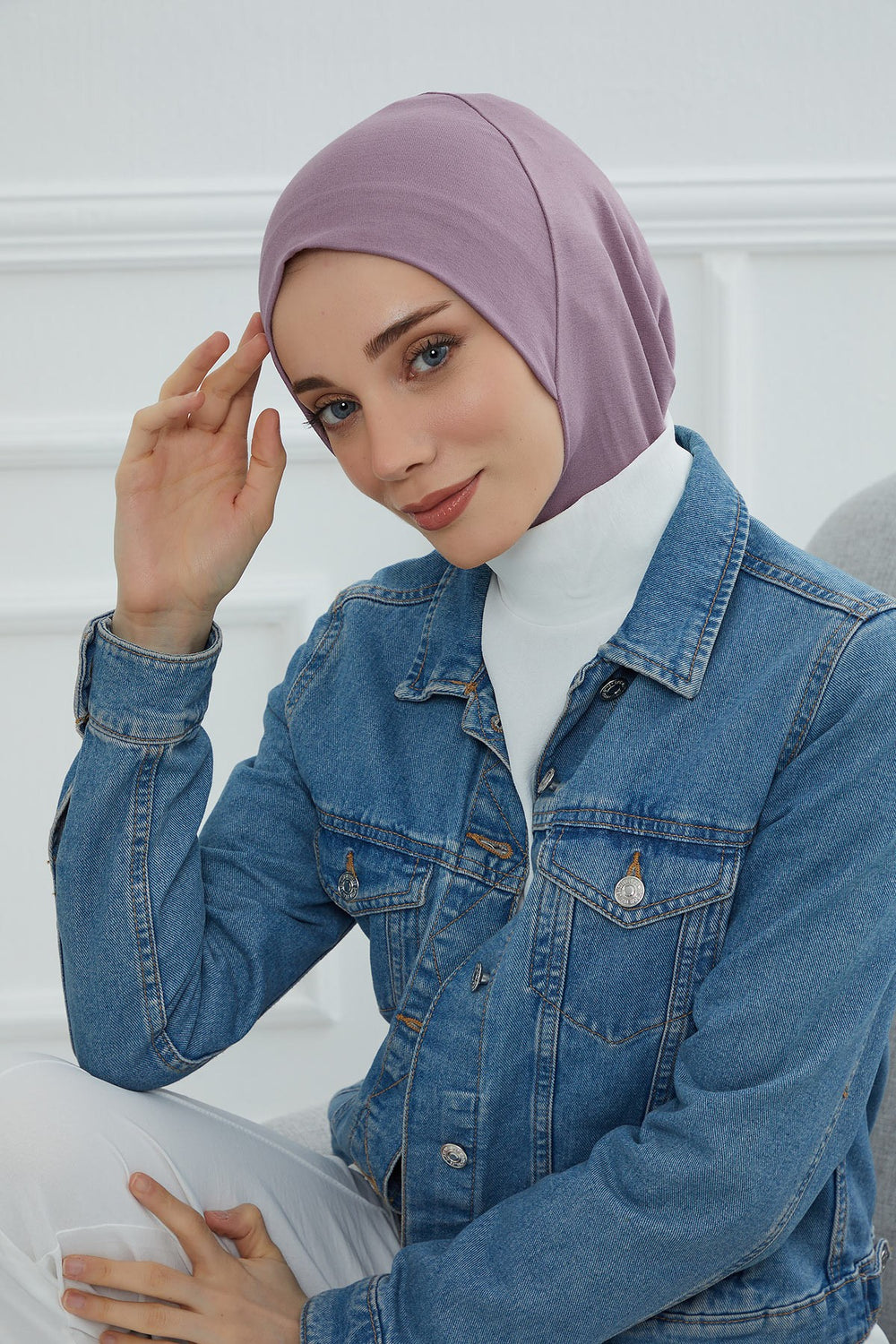 Easy Wear Instant Turban Bonnet for Women, Practical Inner Turban Cap, Quick Wear Instant Hijab Bonnet, Ready Hijab Head Wrap Under Cap,TB-5 Lilac