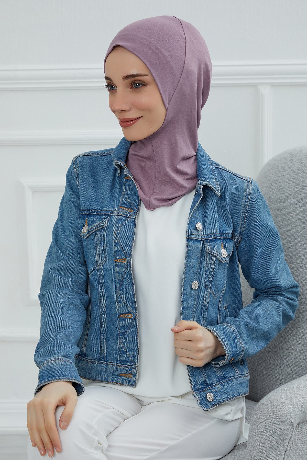 Easy Wear Instant Turban Bonnet for Women, Practical Inner Turban Cap, Quick Wear Instant Hijab Bonnet, Ready Hijab Head Wrap Under Cap,TB-5 Lilac