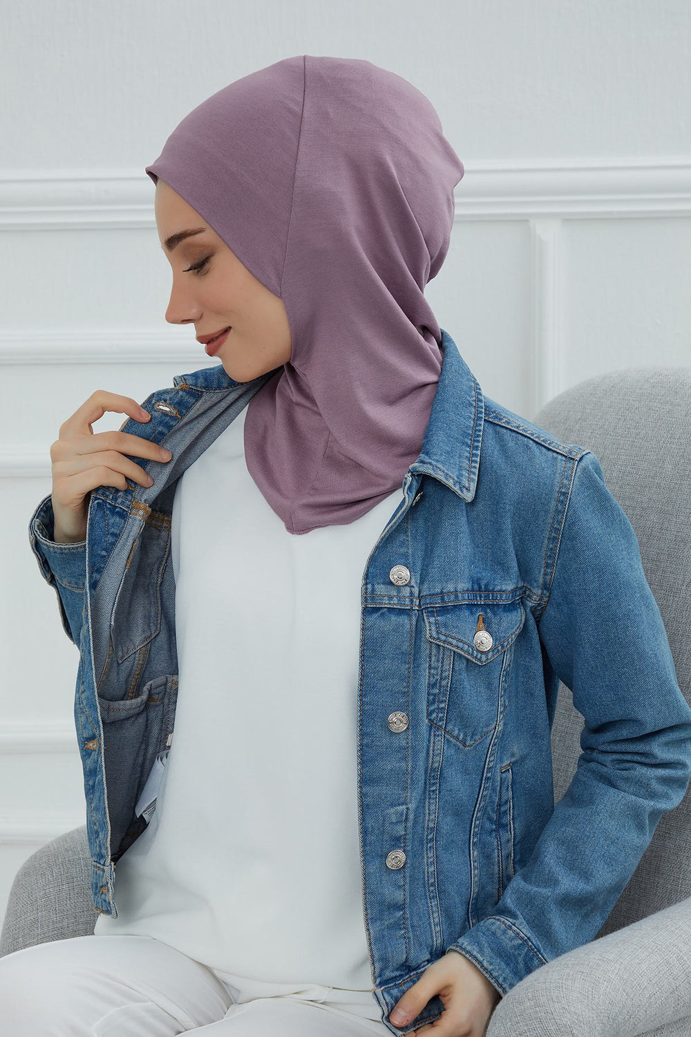 Easy Wear Instant Turban Bonnet for Women, Practical Inner Turban Cap, Quick Wear Instant Hijab Bonnet, Ready Hijab Head Wrap Under Cap,TB-5 Lilac