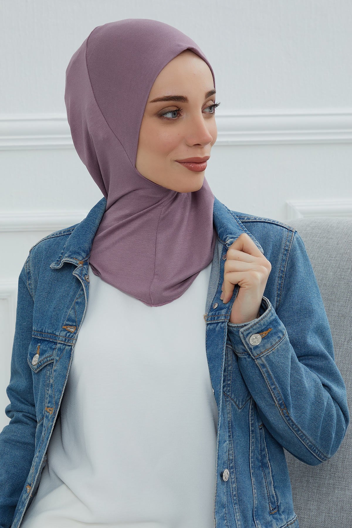 Easy Wear Instant Turban Bonnet for Women, Practical Inner Turban Cap, Quick Wear Instant Hijab Bonnet, Ready Hijab Head Wrap Under Cap,TB-5 Lilac