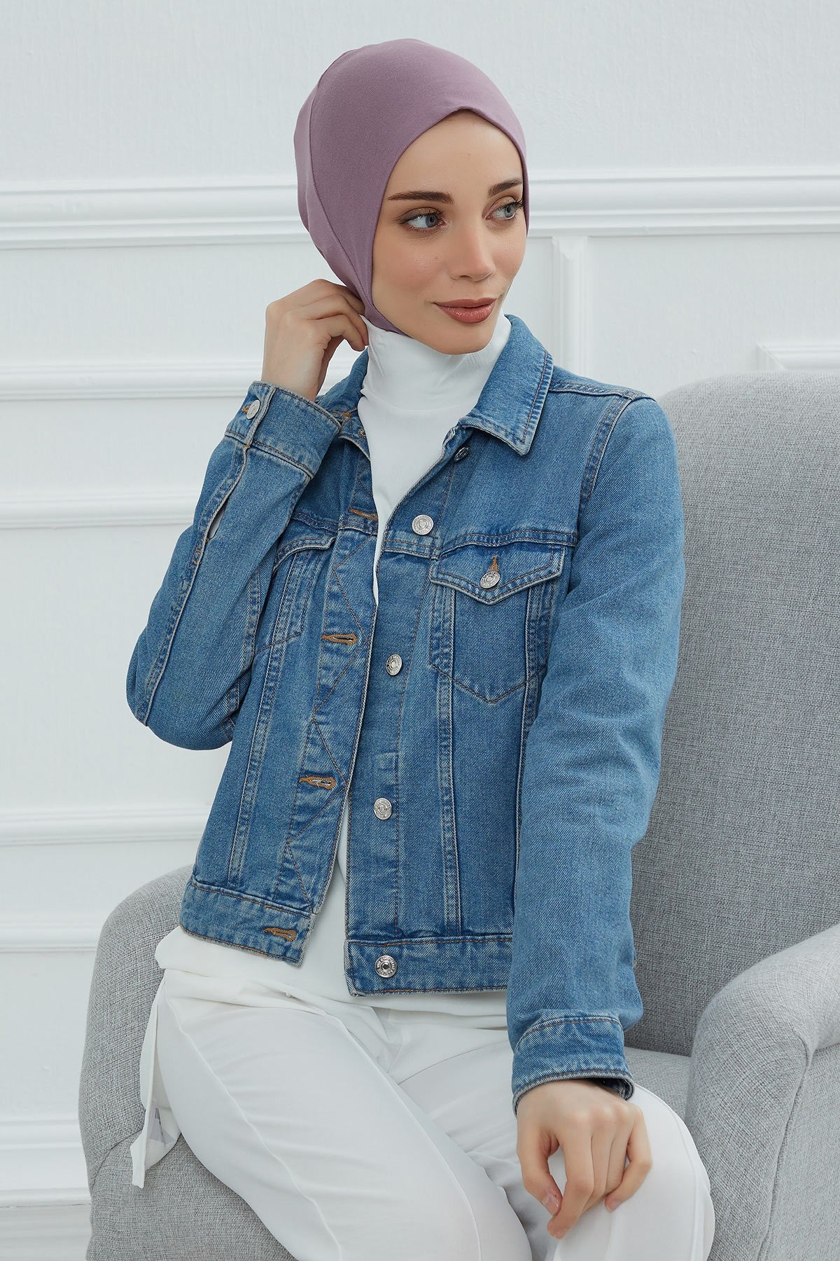 Easy Wear Instant Turban Bonnet for Women, Practical Inner Turban Cap, Quick Wear Instant Hijab Bonnet, Ready Hijab Head Wrap Under Cap,TB-5 Lilac