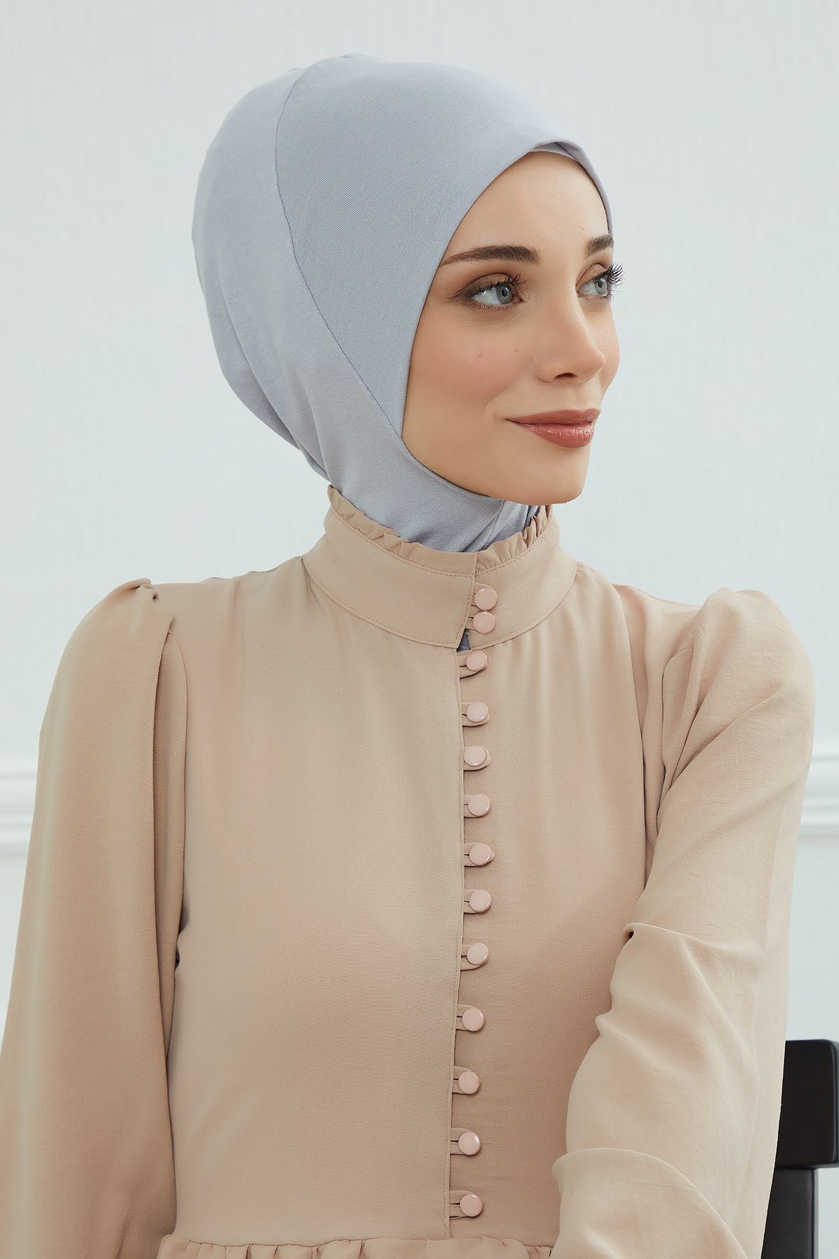 Easy Wear Instant Turban Bonnet for Women, Practical Inner Turban Cap, Quick Wear Instant Hijab Bonnet, Ready Hijab Head Wrap Under Cap,TB-5 Grey 2