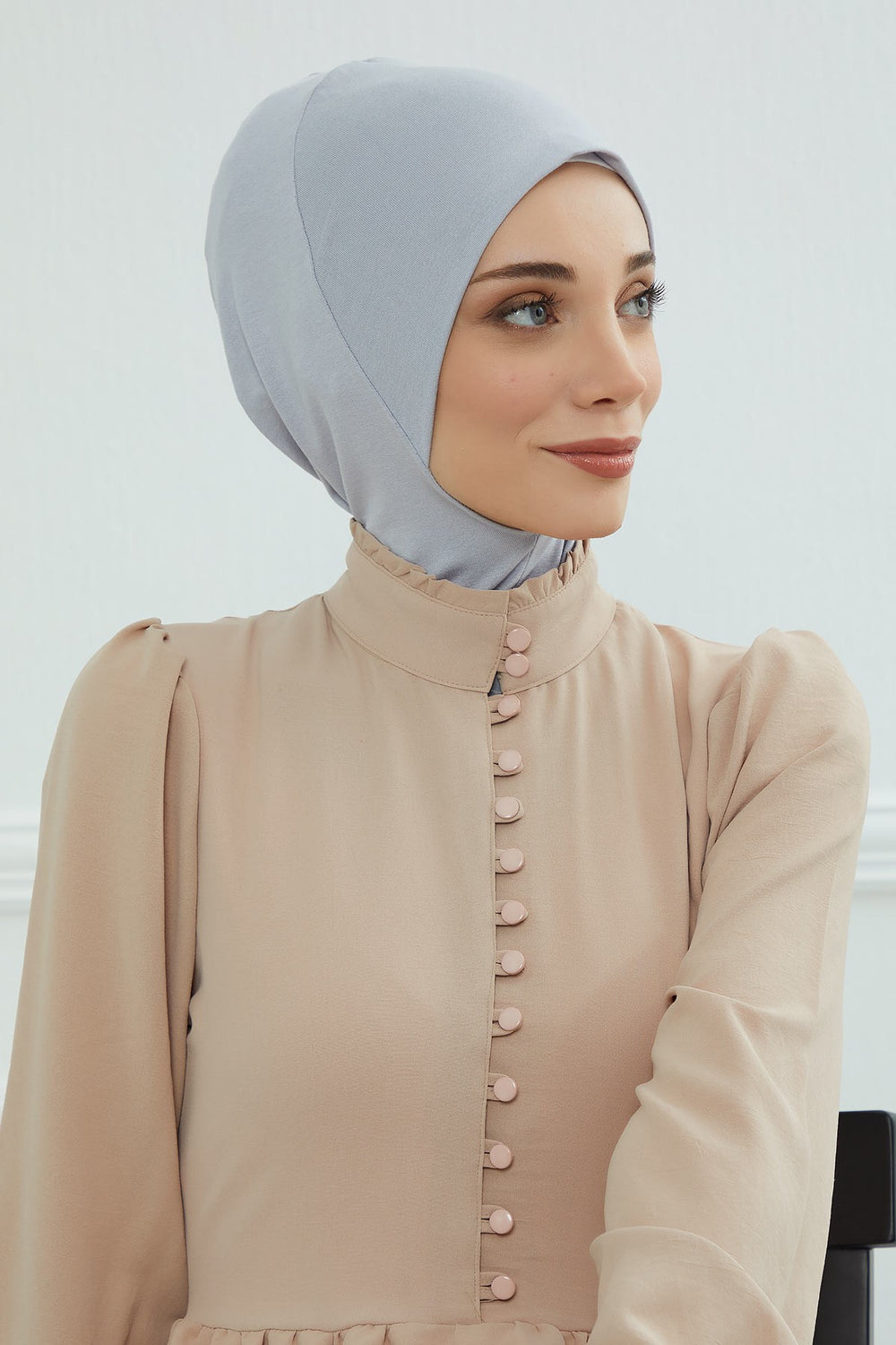 Easy Wear Instant Turban Bonnet for Women, Practical Inner Turban Cap, Quick Wear Instant Hijab Bonnet, Ready Hijab Head Wrap Under Cap,TB-5 Grey 2