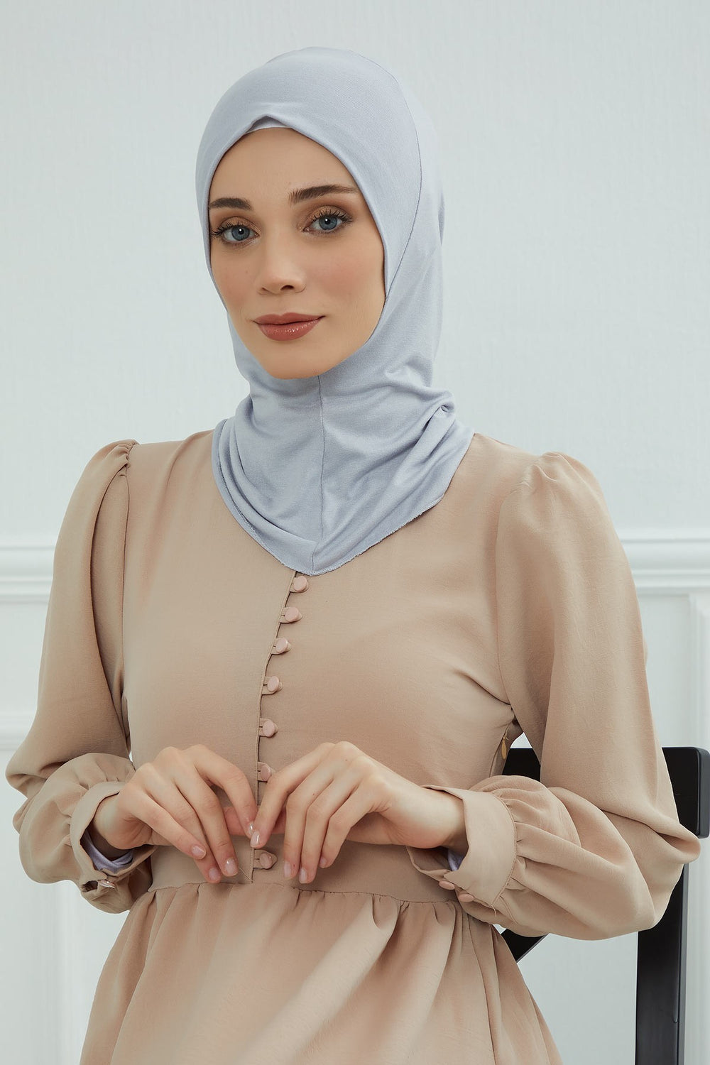 Easy Wear Instant Turban Bonnet for Women, Practical Inner Turban Cap, Quick Wear Instant Hijab Bonnet, Ready Hijab Head Wrap Under Cap,TB-5 Grey 2