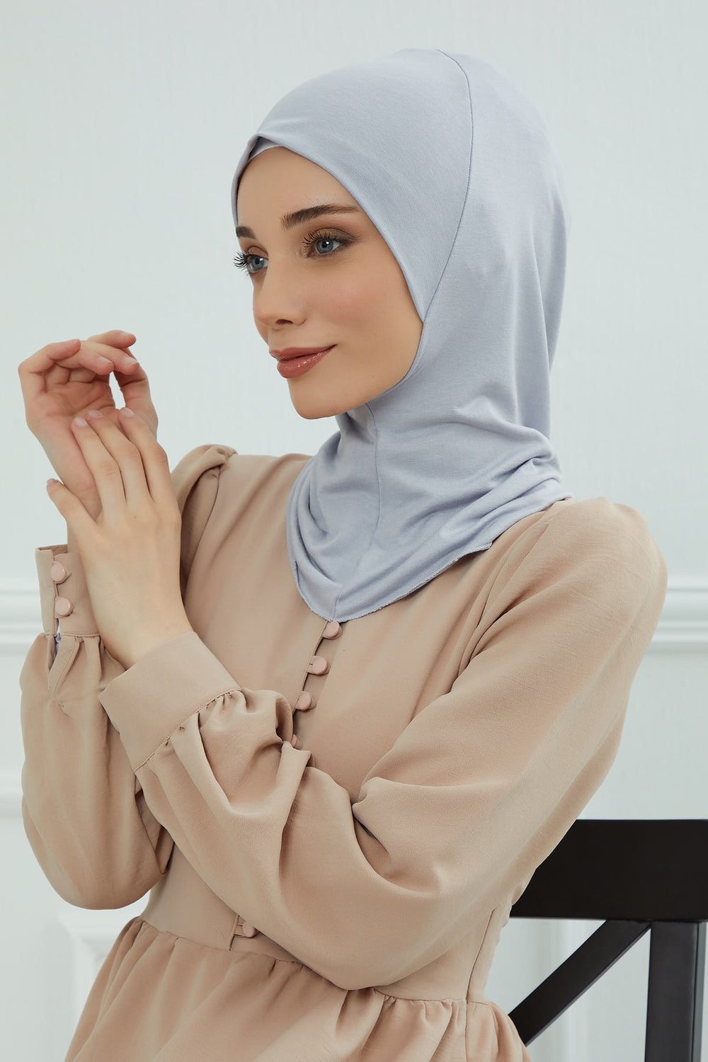 Easy Wear Instant Turban Bonnet for Women, Practical Inner Turban Cap, Quick Wear Instant Hijab Bonnet, Ready Hijab Head Wrap Under Cap,TB-5 Grey 2