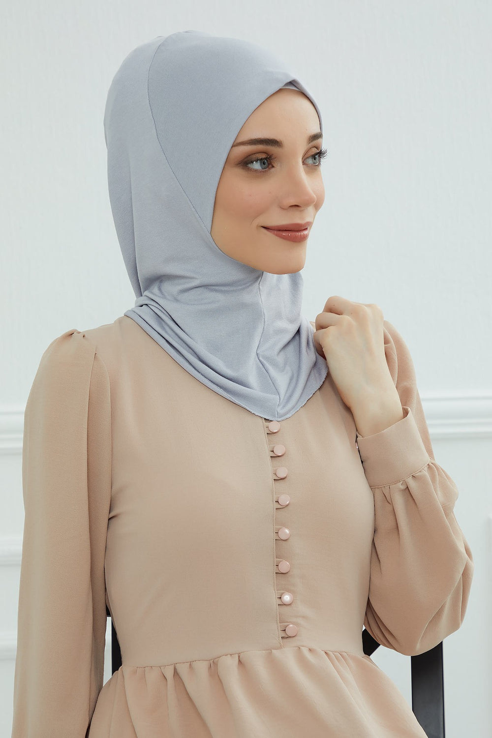 Easy Wear Instant Turban Bonnet for Women, Practical Inner Turban Cap, Quick Wear Instant Hijab Bonnet, Ready Hijab Head Wrap Under Cap,TB-5 Grey 2