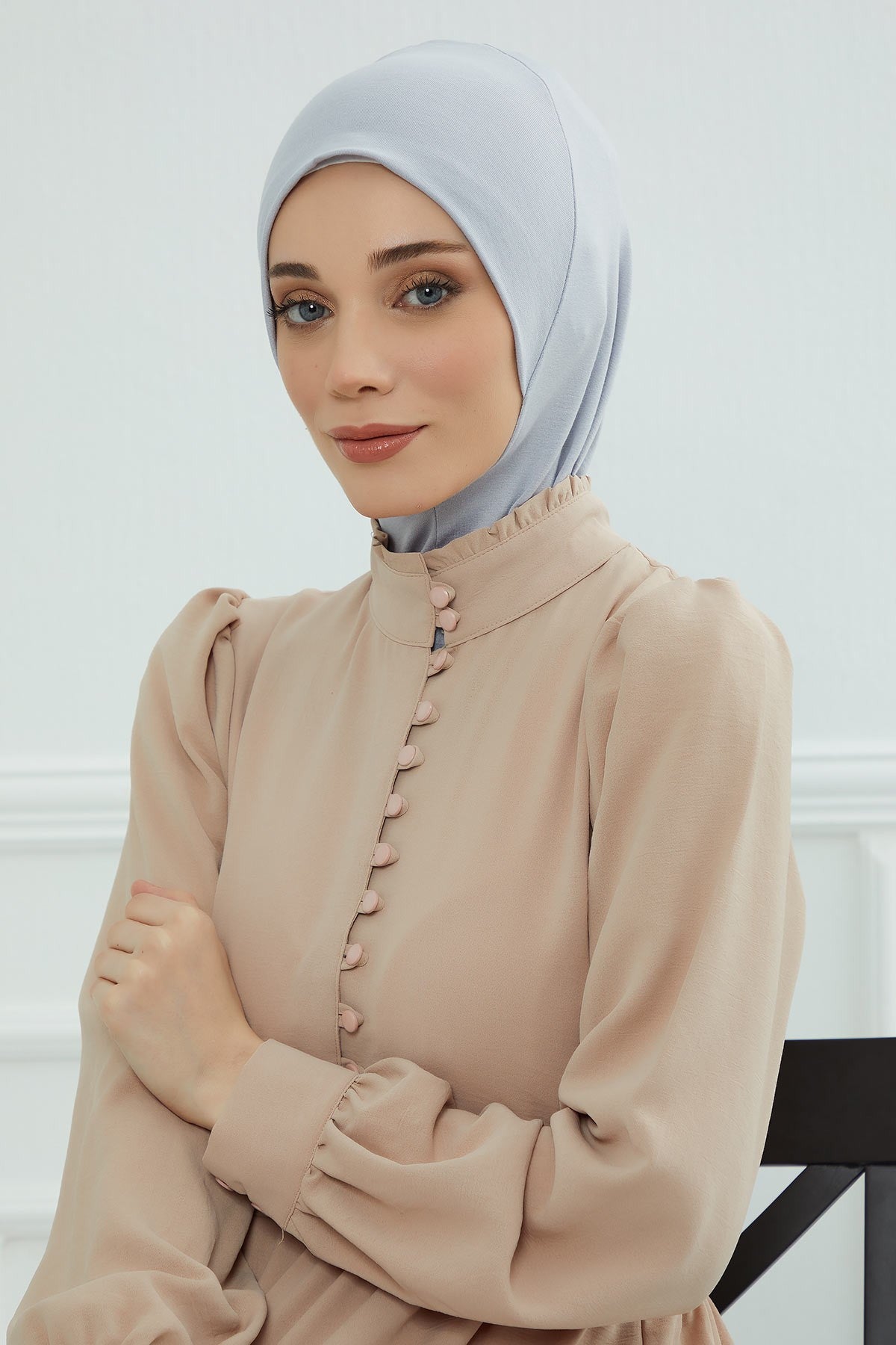 Easy Wear Instant Turban Bonnet for Women, Practical Inner Turban Cap, Quick Wear Instant Hijab Bonnet, Ready Hijab Head Wrap Under Cap,TB-5 Grey 2