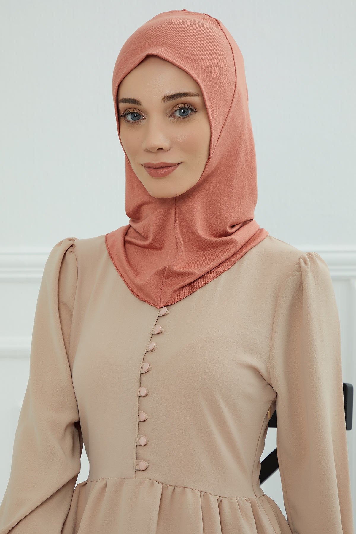 Easy Wear Instant Turban Bonnet for Women, Practical Inner Turban Cap, Quick Wear Instant Hijab Bonnet, Ready Hijab Head Wrap Under Cap,TB-5 Salmon