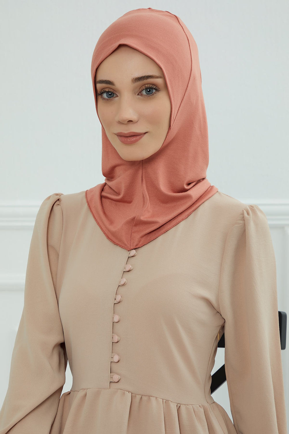 Easy Wear Instant Turban Bonnet for Women, Practical Inner Turban Cap, Quick Wear Instant Hijab Bonnet, Ready Hijab Head Wrap Under Cap,TB-5 Salmon