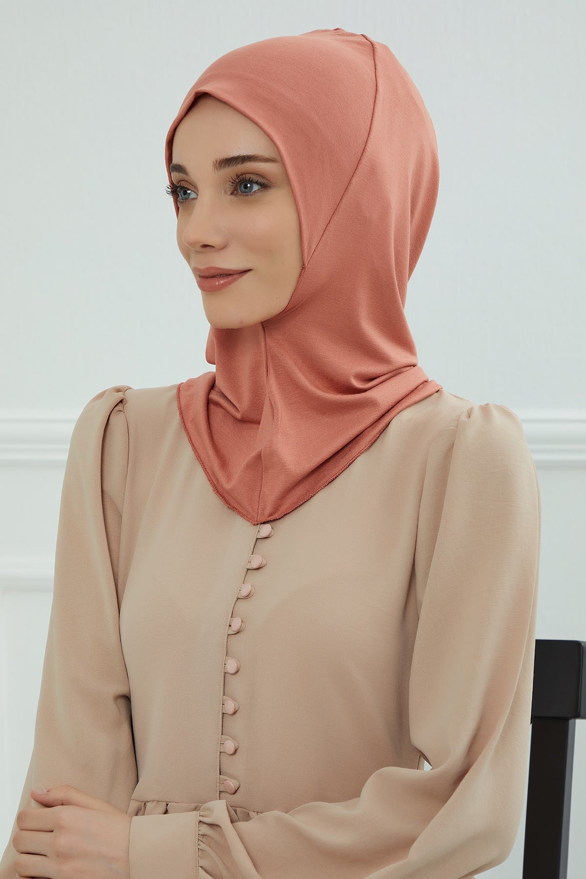 Easy Wear Instant Turban Bonnet for Women, Practical Inner Turban Cap, Quick Wear Instant Hijab Bonnet, Ready Hijab Head Wrap Under Cap,TB-5 Salmon