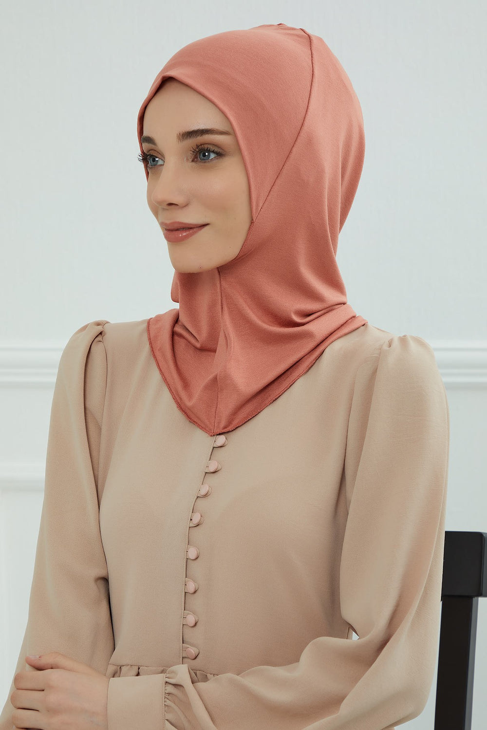 Easy Wear Instant Turban Bonnet for Women, Practical Inner Turban Cap, Quick Wear Instant Hijab Bonnet, Ready Hijab Head Wrap Under Cap,TB-5 Salmon
