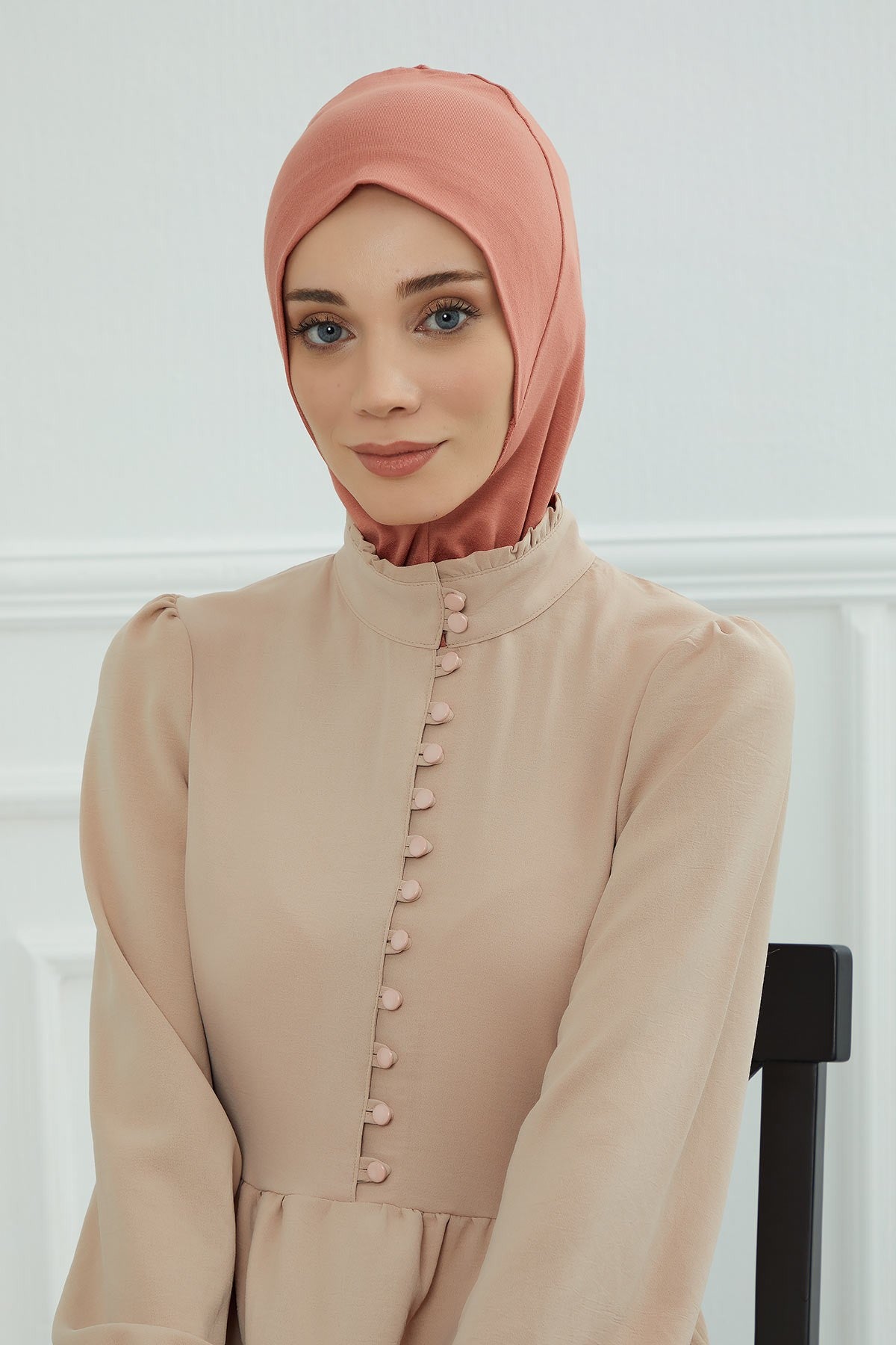 Easy Wear Instant Turban Bonnet for Women, Practical Inner Turban Cap, Quick Wear Instant Hijab Bonnet, Ready Hijab Head Wrap Under Cap,TB-5 Salmon