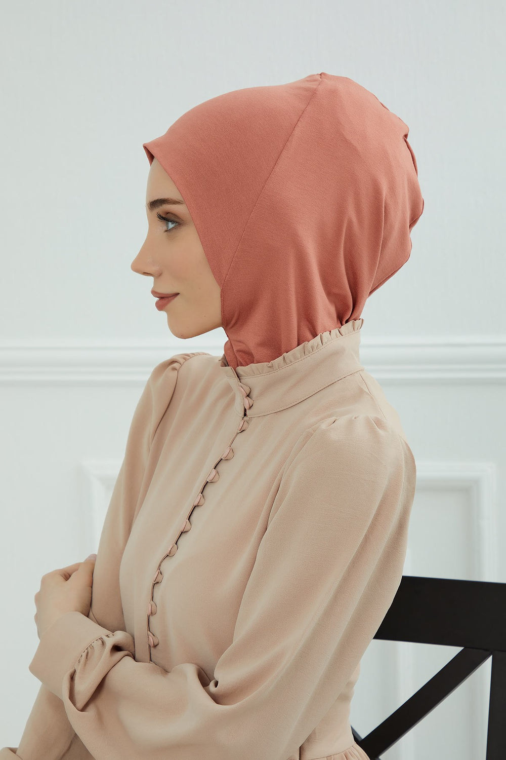 Easy Wear Instant Turban Bonnet for Women, Practical Inner Turban Cap, Quick Wear Instant Hijab Bonnet, Ready Hijab Head Wrap Under Cap,TB-5 Salmon