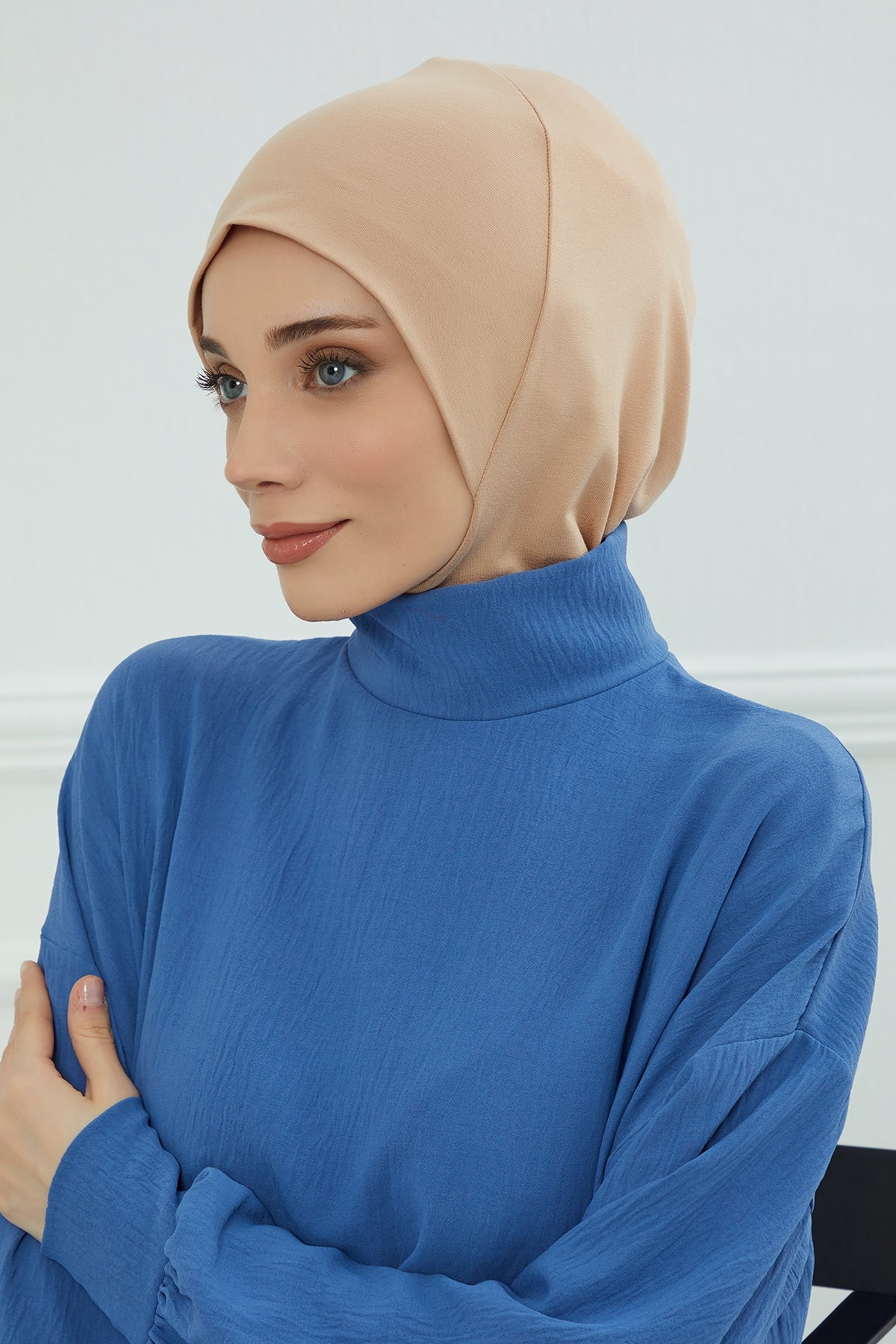 Easy Wear Instant Turban Bonnet for Women, Practical Inner Turban Cap, Quick Wear Instant Hijab Bonnet, Ready Hijab Head Wrap Under Cap,TB-5 Sand Brown