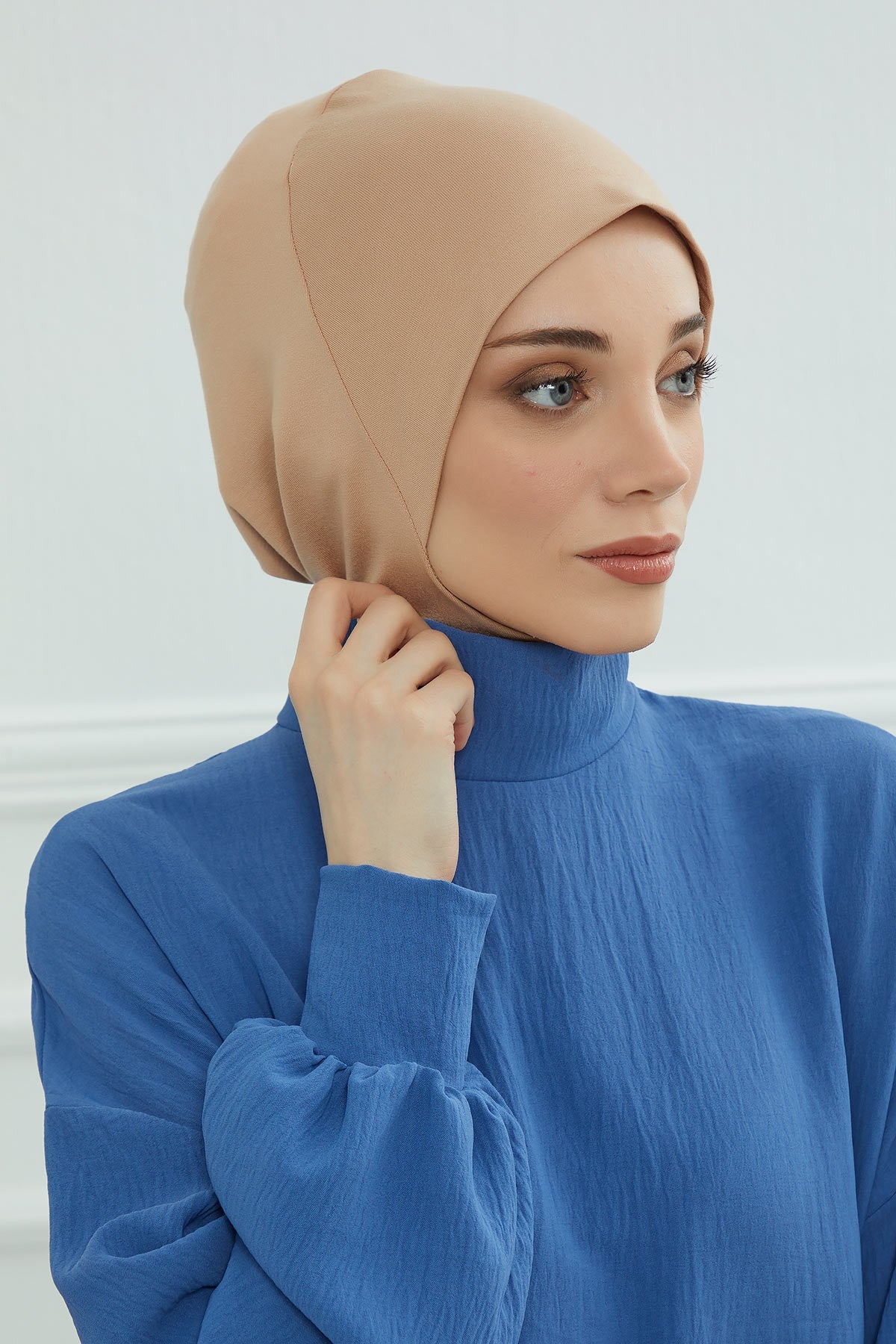 Easy Wear Instant Turban Bonnet for Women, Practical Inner Turban Cap, Quick Wear Instant Hijab Bonnet, Ready Hijab Head Wrap Under Cap,TB-5 Sand Brown