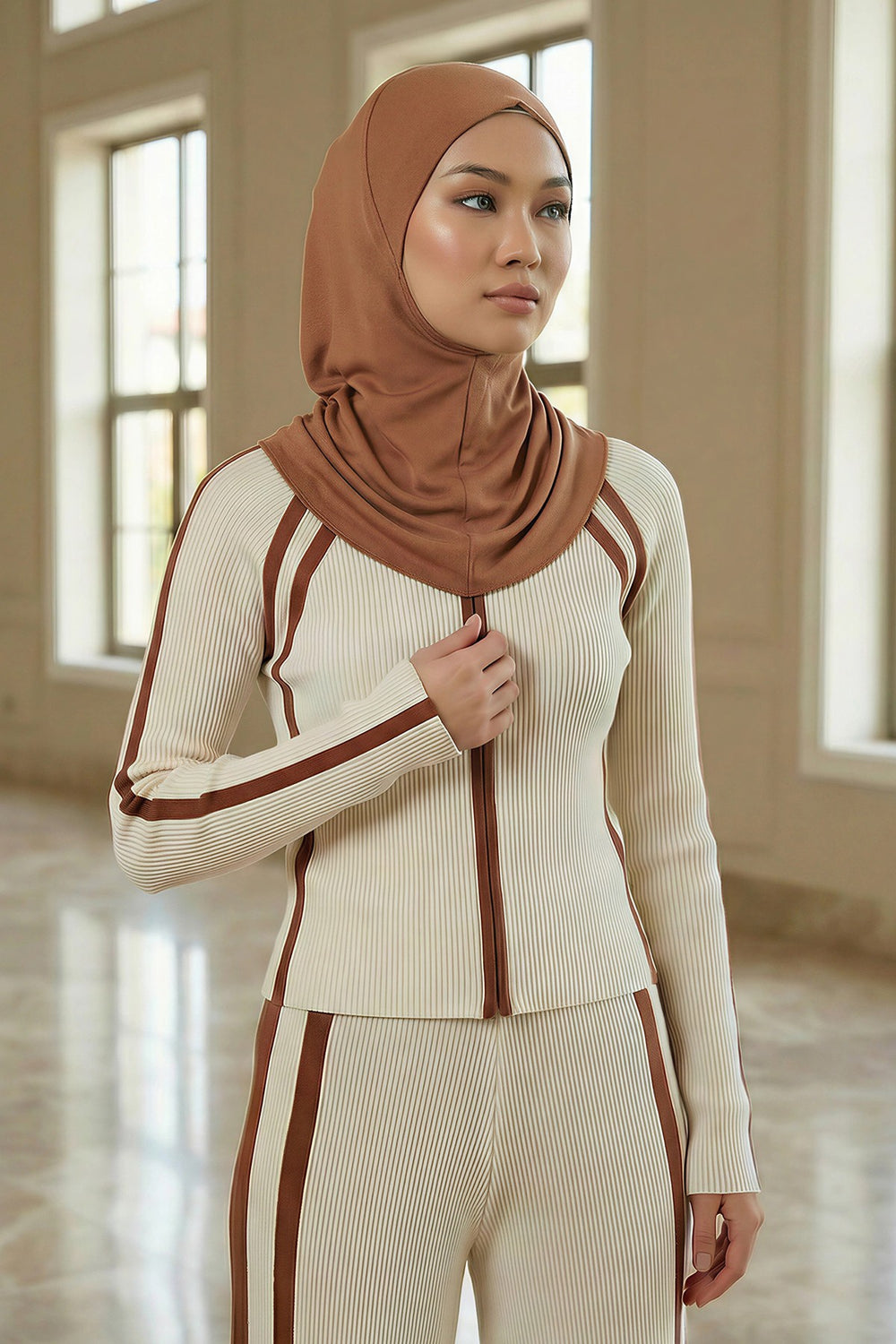 Easy Wear Instant Turban Bonnet for Women, Practical Inner Turban Cap, Quick Wear Instant Hijab Bonnet, Ready Hijab Head Wrap Under Cap,TB-5 Caramel Brown