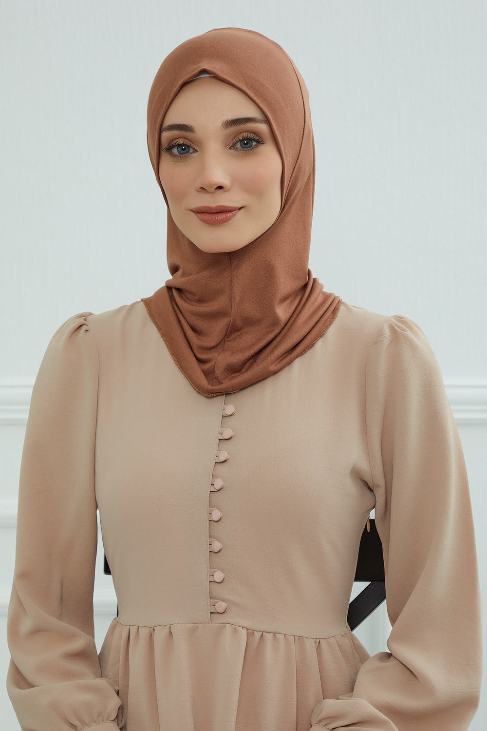 Easy Wear Instant Turban Bonnet for Women, Practical Inner Turban Cap, Quick Wear Instant Hijab Bonnet, Ready Hijab Head Wrap Under Cap,TB-5 Caramel Brown