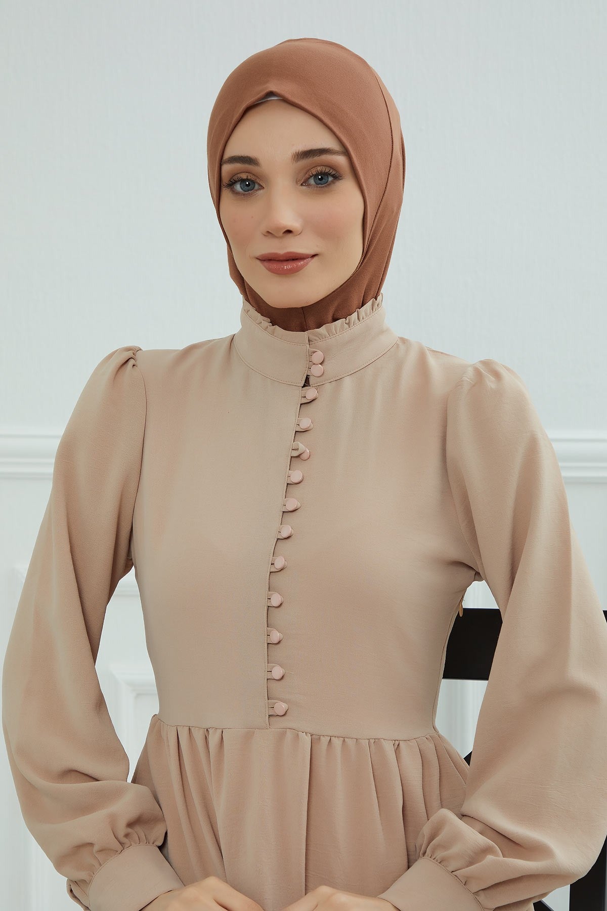 Easy Wear Instant Turban Bonnet for Women, Practical Inner Turban Cap, Quick Wear Instant Hijab Bonnet, Ready Hijab Head Wrap Under Cap,TB-5 Caramel Brown