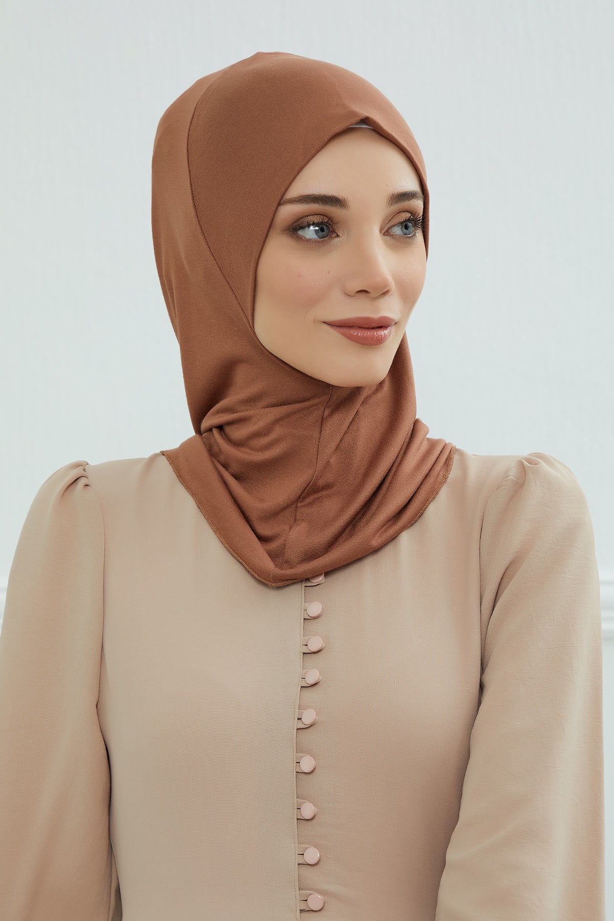 Easy Wear Instant Turban Bonnet for Women, Practical Inner Turban Cap, Quick Wear Instant Hijab Bonnet, Ready Hijab Head Wrap Under Cap,TB-5 Caramel Brown