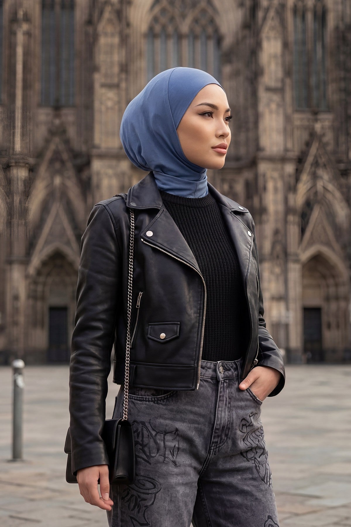 Easy Wear Instant Turban Bonnet for Women, Practical Inner Turban Cap, Quick Wear Instant Hijab Bonnet, Ready Hijab Head Wrap Under Cap,TB-5 İndigo