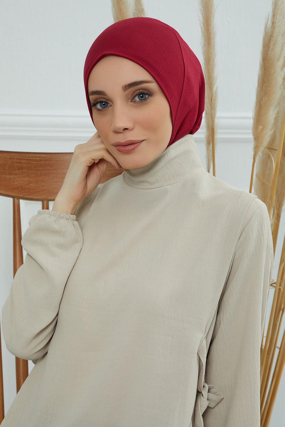 Easy Wear Instant Turban Bonnet for Women, Practical Inner Turban Cap, Quick Wear Instant Hijab Bonnet, Ready Hijab Head Wrap Under Cap,TB-5 Maroon